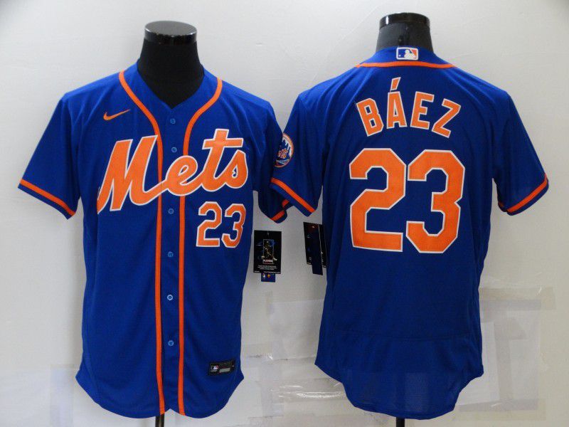 Men New York Mets #23 Baez Blue Elite 2024 Nike MLB Jersey style 1->new york mets->MLB Jersey